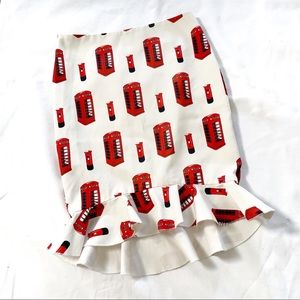 Tibi New York telephone booth novelty pinup pattern skirt ruffle hem